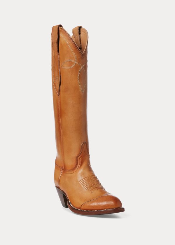 Cowboy Boots Polo Ralph Lauren Mujer Marrom - Kiera Leather - YVWZK2308